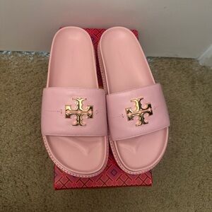 Tory Burch Everly Anatomic Lug Paris Nappa Petunia Slides